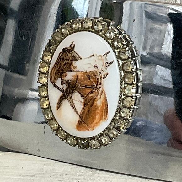 Three Horses Equestrian Western Belt Buckle Vintage USA Rodeo Cowboy Horse Lover - Picture 2 of 6